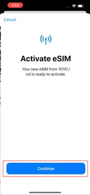 6. Tap “Continue”