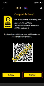 User can “Share” the QR code to other device